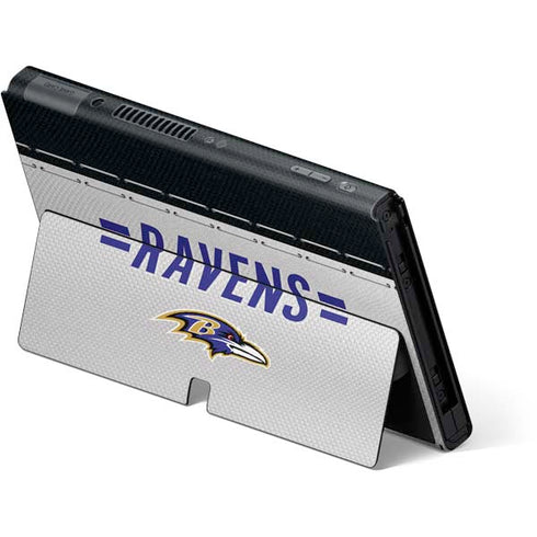 NFL Baltimore Ravens White Striped Nintendo Switch OLED (2021) Skin