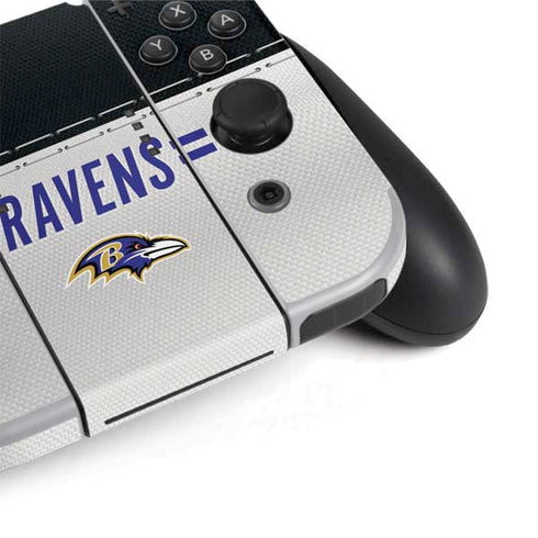 NFL Baltimore Ravens White Striped Nintendo Switch OLED (2021) Skin