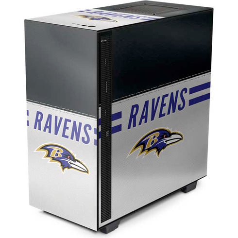 NFL Baltimore Ravens White Striped NZXT H510 Compact ATX Mid-Tower Case Skin