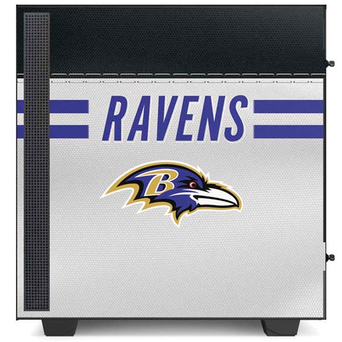 NFL Baltimore Ravens White Striped NZXT H510 Compact ATX Mid-Tower Case Skin