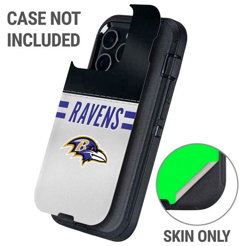 NFL Baltimore Ravens White Striped Otterbox Defender iPhone Skin
