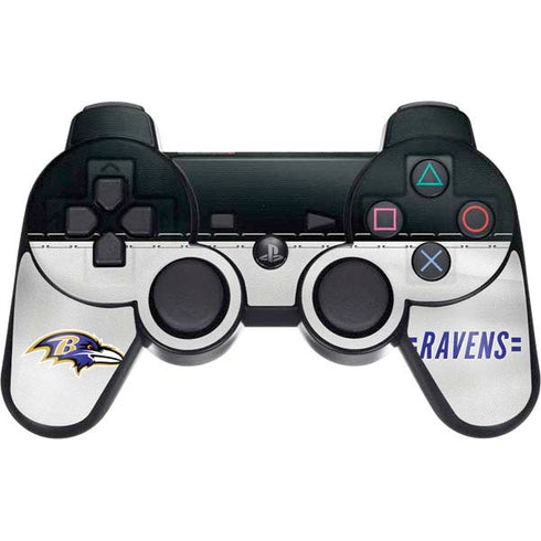NFL Baltimore Ravens White Striped PS3 Dual Shock wireless controller Skin