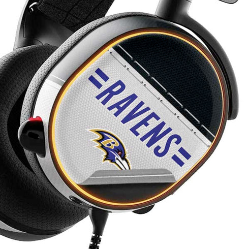 NFL Baltimore Ravens White Striped SteelSeries Arctis 3 Skin