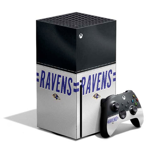 NFL Baltimore Ravens White Striped Xbox Series X Bundle Skin