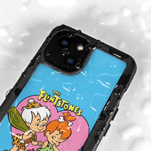 The Flinstones Bamm-Bamm and Pebbles iPhone 15 Plus Waterproof Case