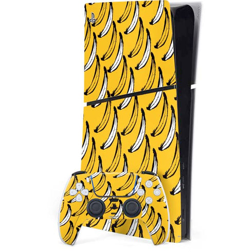 Bouffants and Broken Hearts Bananas PS5 Slim Digital Edition Console Skin
