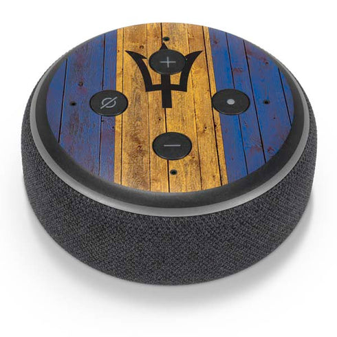 Barbados Flag Dark Wood Amazon Echo Dot Skin