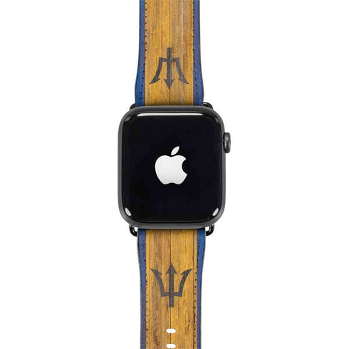 Barbados Flag Dark Wood Apple Watch Band 38-40mm
