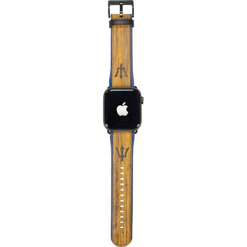 Barbados Flag Dark Wood Apple Watch Band 38-40mm