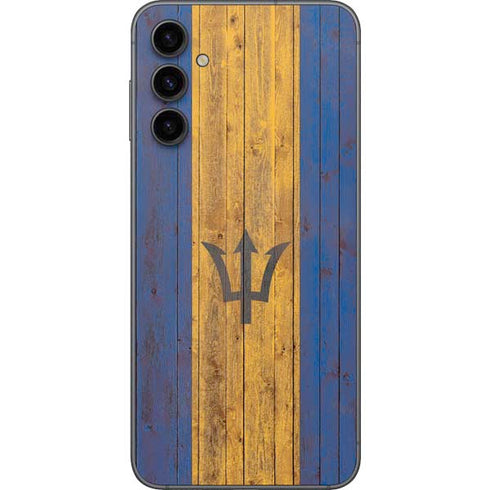 Barbados Flag Dark Wood Galaxy A14 5G Skin