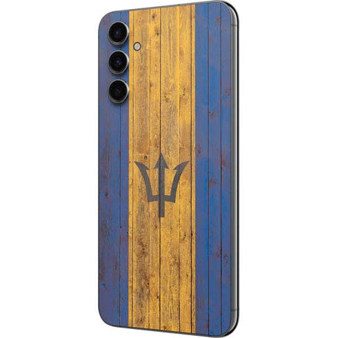 Barbados Flag Dark Wood Galaxy A14 5G Skin