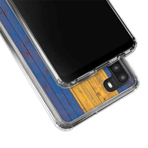 Barbados Flag Dark Wood Galaxy A21 Clear Case