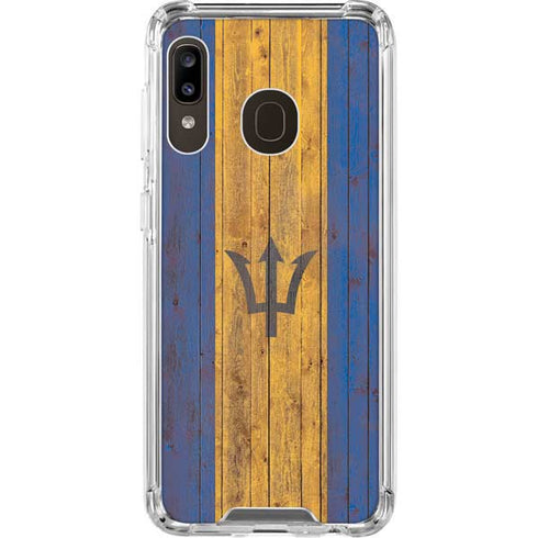 Barbados Flag Dark Wood Galaxy A30 Clear Case