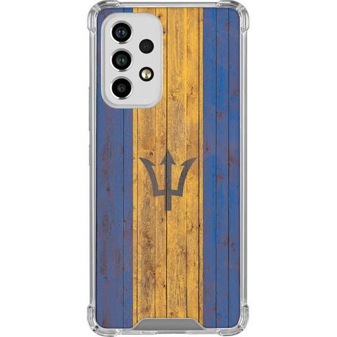 Barbados Flag Dark Wood Galaxy A33 5G Clear Case