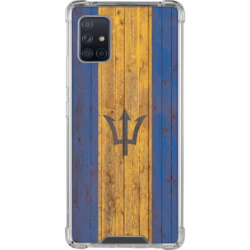 Barbados Flag Dark Wood Galaxy A51 5G Clear Case