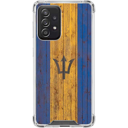 Barbados Flag Dark Wood Galaxy A52 5G Clear Case