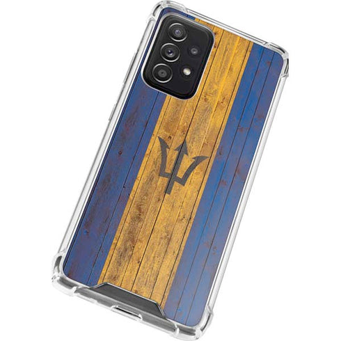 Barbados Flag Dark Wood Galaxy A52 5G Clear Case
