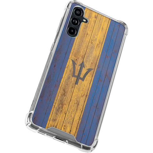 Barbados Flag Dark Wood Galaxy A54 5G Clear Case