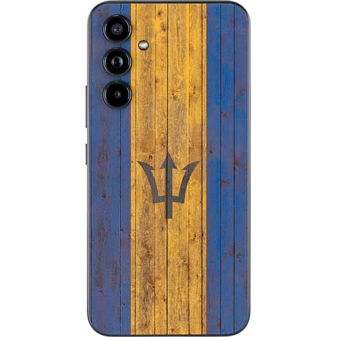 Barbados Flag Dark Wood Galaxy A54 5G Skin
