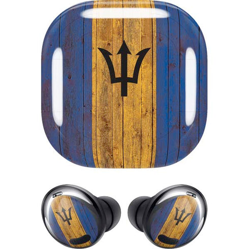 Barbados Flag Dark Wood Galaxy Buds Pro Skin