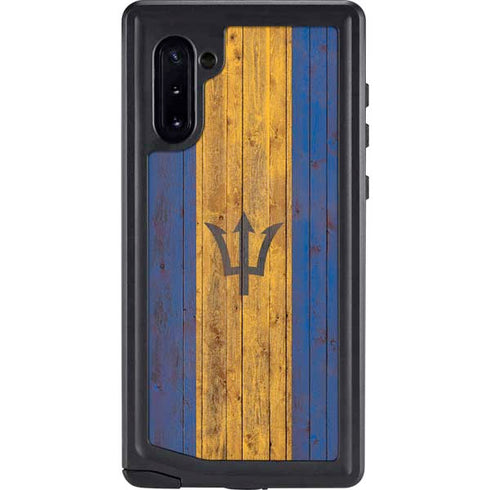 Barbados Flag Dark Wood Galaxy Note 10 Waterproof Case