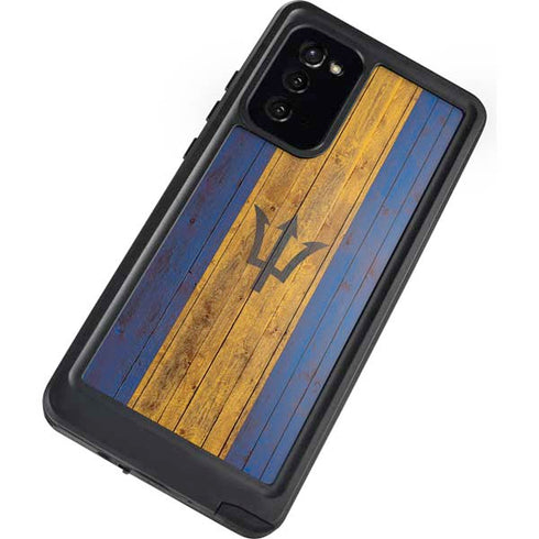 Barbados Flag Dark Wood Galaxy Note20 5G Waterproof Case