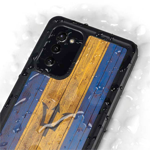 Barbados Flag Dark Wood Galaxy Note20 5G Waterproof Case