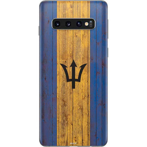 Barbados Flag Dark Wood Galaxy S10 Skin
