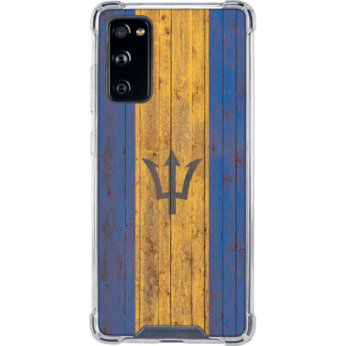 Barbados Flag Dark Wood Galaxy S20 FE Clear Case