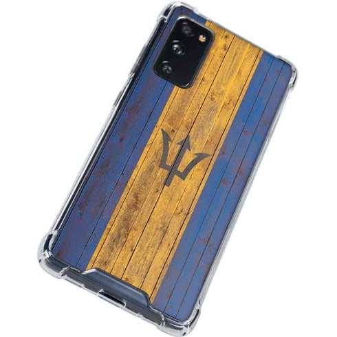Barbados Flag Dark Wood Galaxy S20 FE Clear Case
