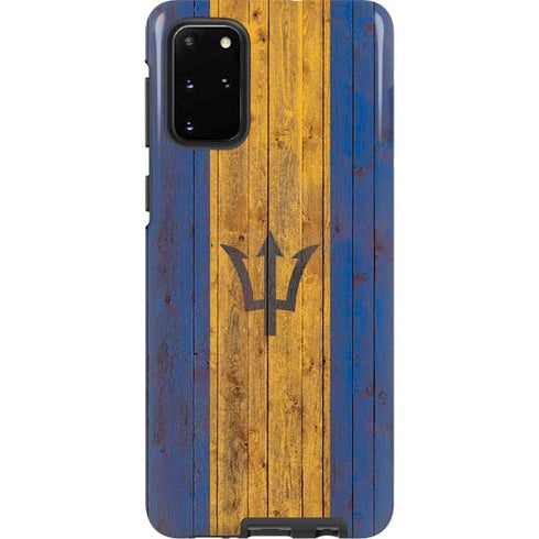 Barbados Flag Dark Wood Galaxy S20 Plus Pro Case