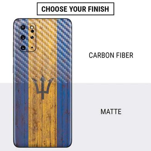 Barbados Flag Dark Wood Galaxy S20 Plus Skin