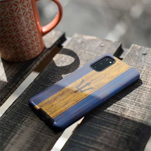 Barbados Flag Dark Wood Galaxy S20 Pro Case