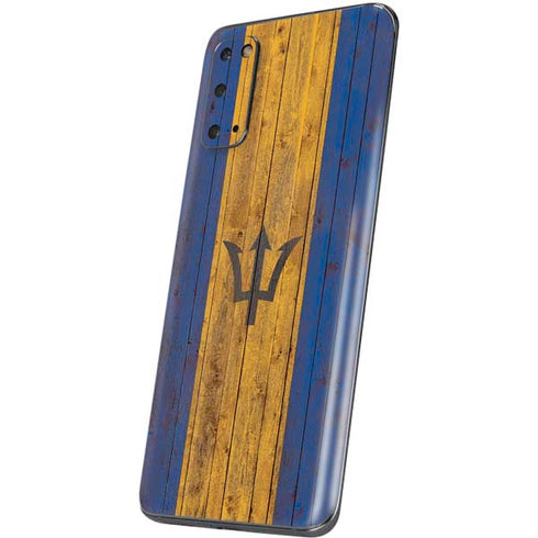 Barbados Flag Dark Wood Galaxy S20 Skin