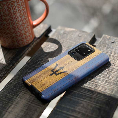 Barbados Flag Dark Wood Galaxy S20 Ultra 5G Pro Case