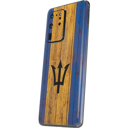 Barbados Flag Dark Wood Galaxy S20 Ultra 5G Skin