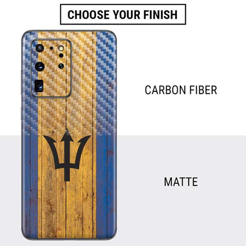 Barbados Flag Dark Wood Galaxy S20 Ultra 5G Skin