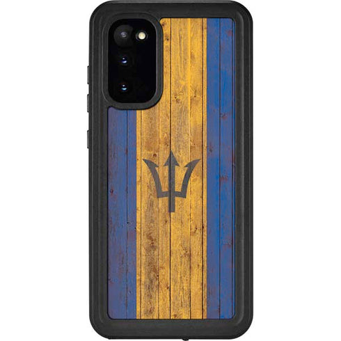 Barbados Flag Dark Wood Galaxy S20 Waterproof Case