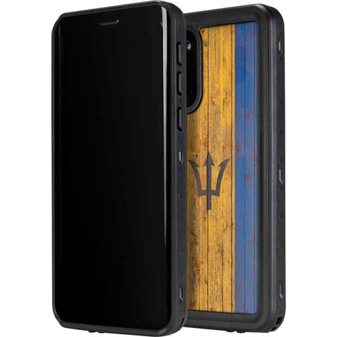 Barbados Flag Dark Wood Galaxy S20 Waterproof Case