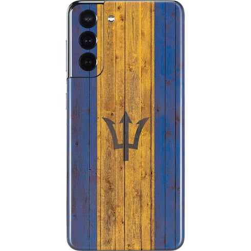 Barbados Flag Dark Wood Galaxy S21 5G Skin