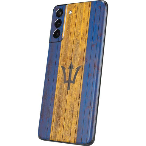 Barbados Flag Dark Wood Galaxy S21 Plus 5G Skin