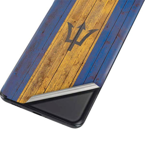 Barbados Flag Dark Wood Galaxy S21 Plus 5G Skin