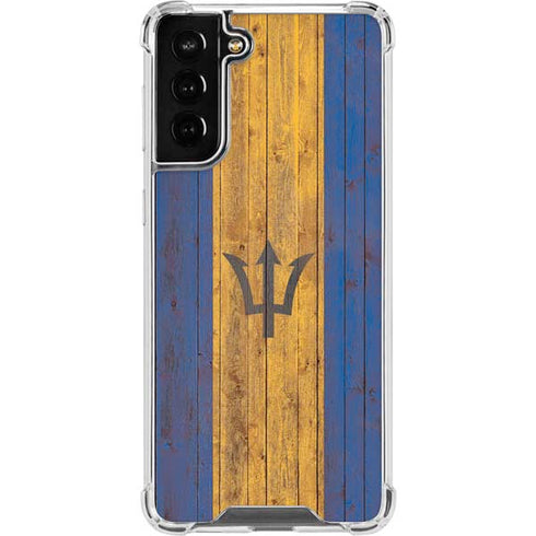 Barbados Flag Dark Wood Galaxy S22 Plus Clear Case