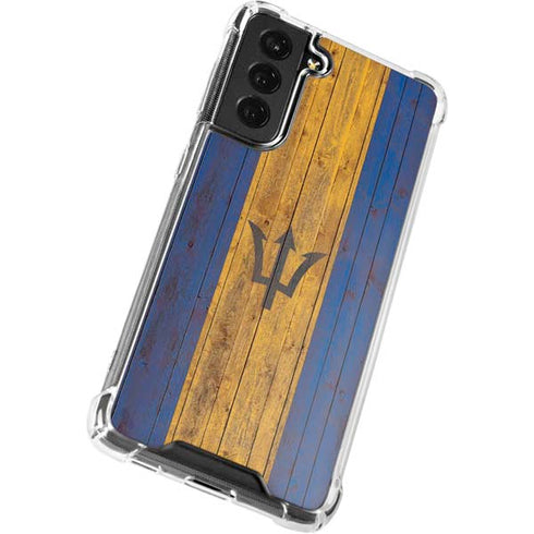 Barbados Flag Dark Wood Galaxy S22 Plus Clear Case