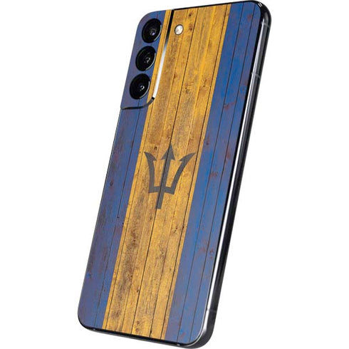Barbados Flag Dark Wood Galaxy S22 Plus Skin