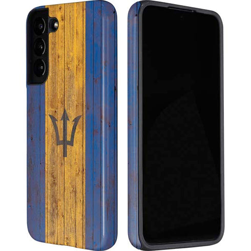 Barbados Flag Dark Wood Galaxy S22 Pro Case