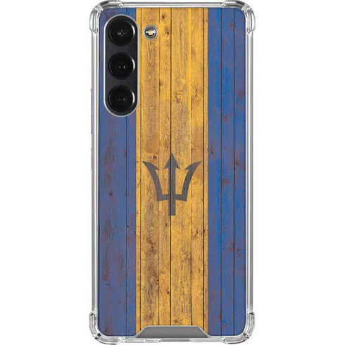 Barbados Flag Dark Wood Galaxy S23 Plus Clear Case