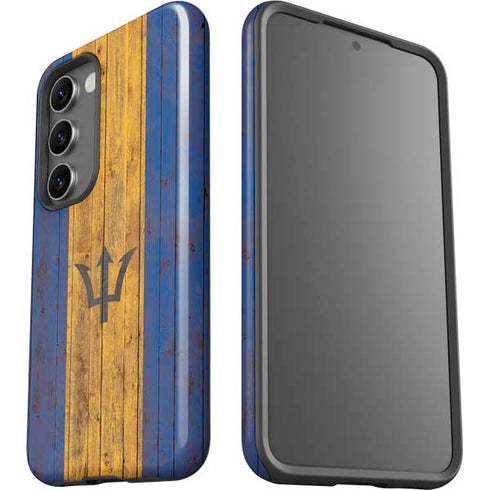 Barbados Flag Dark Wood Galaxy S23 Pro Case