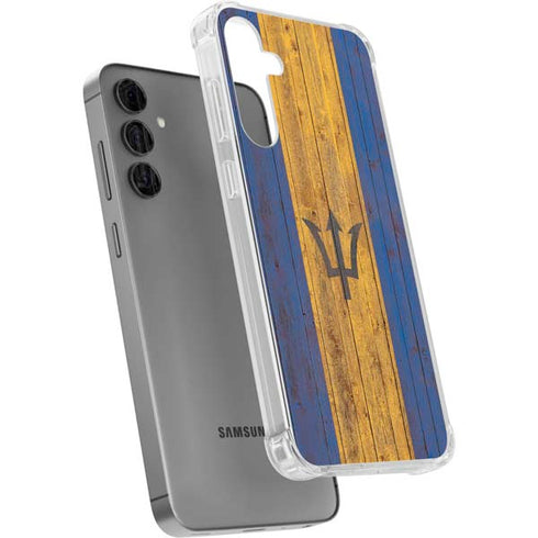 Barbados Flag Dark Wood Galaxy S24 Plus Clear Case
