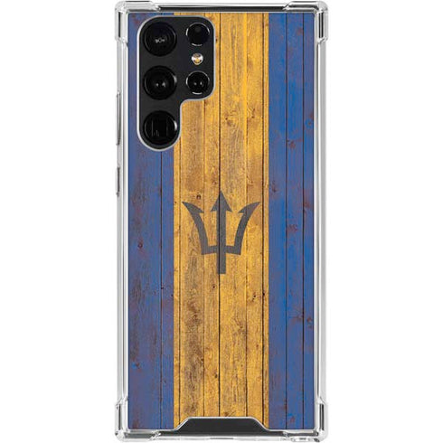 Barbados Flag Dark Wood Galaxy S24 Ultra Clear Case